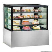 SSU120-2XB Black Trim Square Glass Cake Display 2 Shelves 1200X700X110