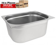 12Pcs S/Steel Container Gn 1/2 Gastronorm Tray Foodgrade 150mm Deep